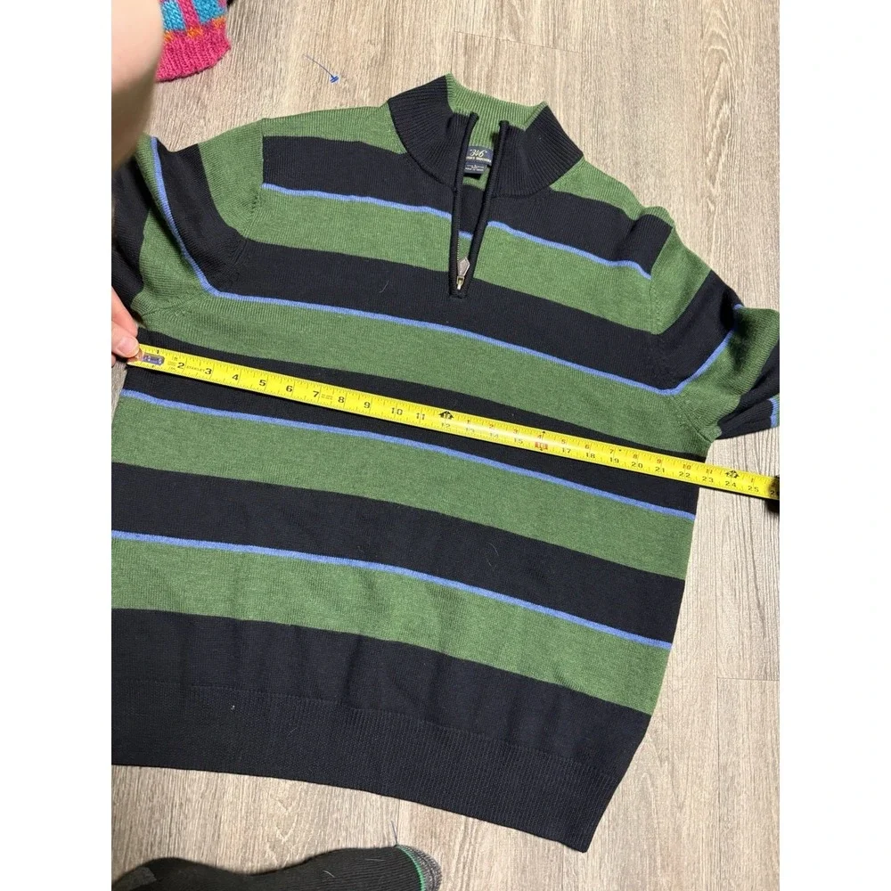 Brooks Brothers 364 Merino Wool Green Blue 1/4 Zip Sweater‎ Preppy Size Large